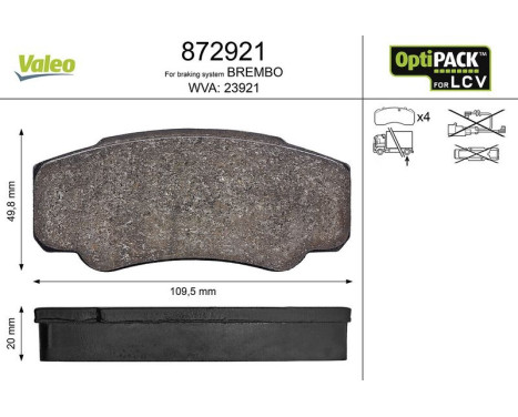 RELLENO DE PASTILLAS DE FRENO CITROËN JUMPER 0 872921 Valeo
