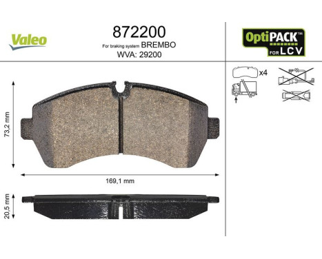 RELLENO DE PASTILLAS DE FRENO MERCEDES SPRINTE 872200 Valeo