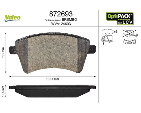 RELLENO DE PASTILLAS DE FRENO RENAULT KANGOO ( 872693 Valeo