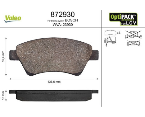 RELLENO DE PASTILLAS DE FRENO RENAULT KANGOO 9 872930 Valeo