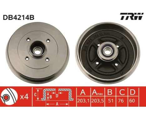Tambor de freno DB4214B TRW