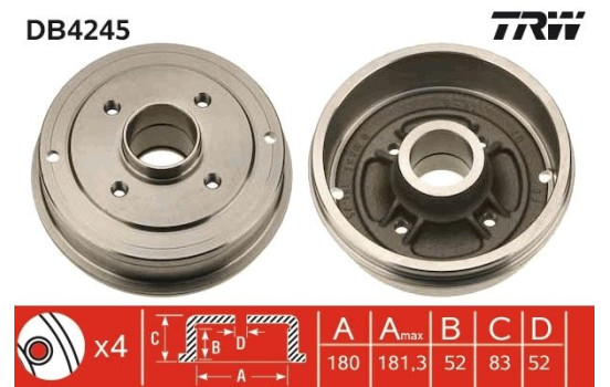 Tambor de freno DB4245 TRW