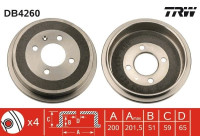 Tambor de freno DB4260 TRW