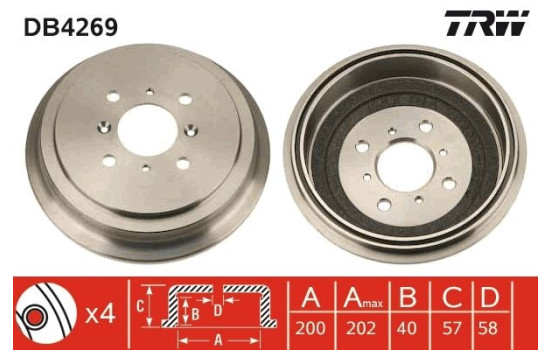 Tambor de freno DB4269 TRW