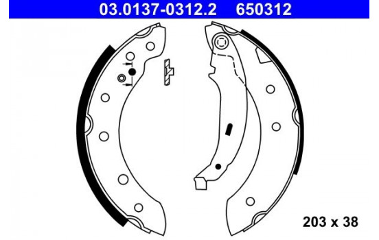 Juego de zapatas de freno 03.0137-0312.2 ATE