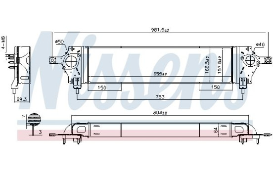 Intercooler, intercooler 96580 Nissens, Imagen 2