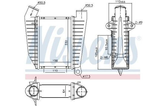 Intercooler, intercooler 96864 Nissens, Imagen 3