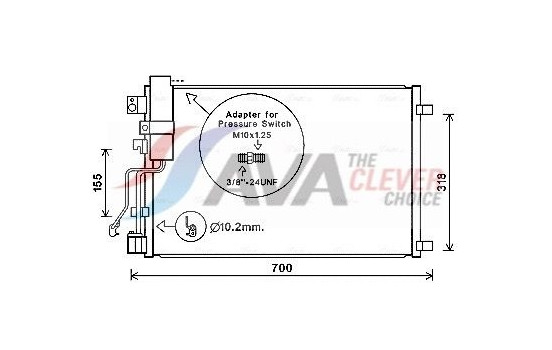 Condensador, aire acondicionado DNA5283D Ava Quality Cooling, Imagen 2