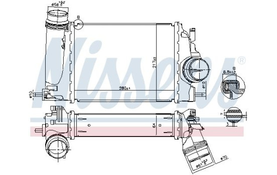 Intercooler, enfriador de aire de carga 961266 Nissens