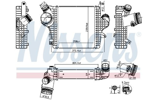 Intercooler, enfriador de aire de carga 961304 Nissens