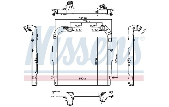 Intercooler, enfriador de aire de carga 961440 Nissens
