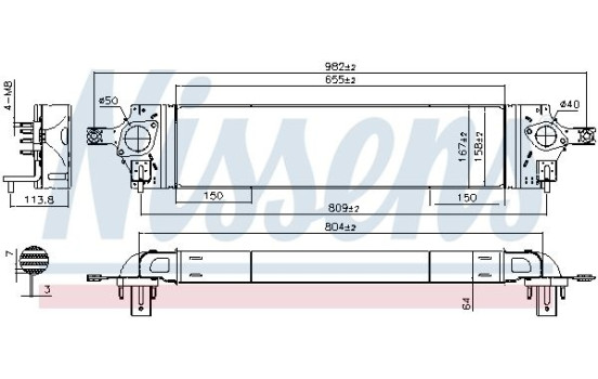 Intercooler, intercooler 96582 Nissens, Imagen 2
