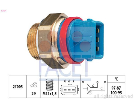 Interruptor de temperatura, ventilador del radiador 7.5631 Facet