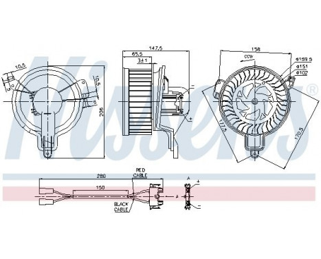 Moteur électrique, pulseur d'air habitacle 87048 Nissens