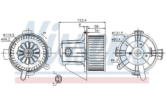 Moteur électrique, pulseur d'air habitacle 87090 Nissens, Image 3
