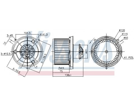 Moteur électrique, pulseur d'air habitacle 87743 Nissens