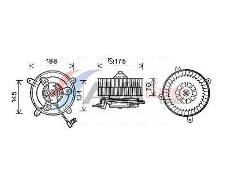 Moteur électrique, pulseur d'air habitacle MS8621 Ava Quality Cooling