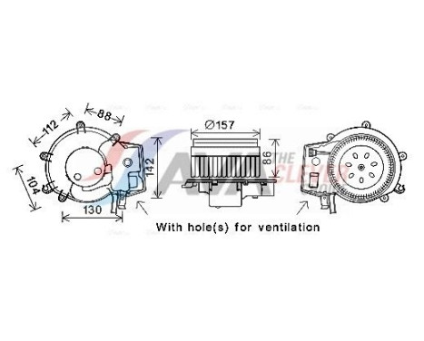 Moteur électrique, pulseur d'air habitacle MS8643 Ava Quality Cooling