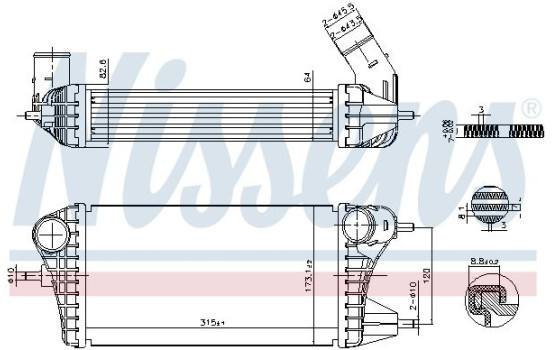 Intercooler, échangeur 961561 Nissens, Image 3