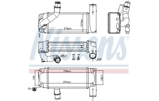 Intercooler, échangeur 96429 Nissens, Image 2