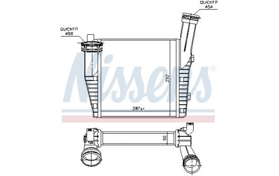 Intercooler, échangeur 96611 Nissens, Image 2