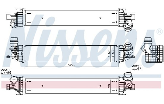 Intercooler, échangeur 96625 Nissens, Image 2