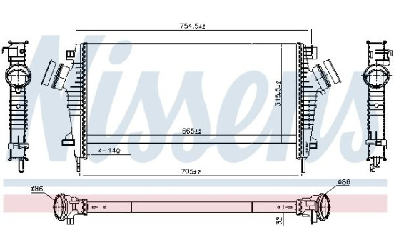 Intercooler, refroidisseur d'air de suralimentation 961252 Nissens, Image 5