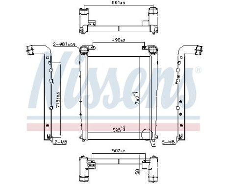 Refroidisseur intermédiaire, refroidisseur d'air de suralimentation 97090 Nissens