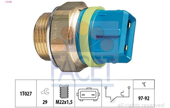 Interrupteur de température, ventilateur de radiateur Made in Italy - OE Equivalent 7.5145 Facet