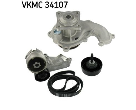 Pompe à eau+Jeu de courroie trapézoïdale à nervures VKMC 34107 SKF