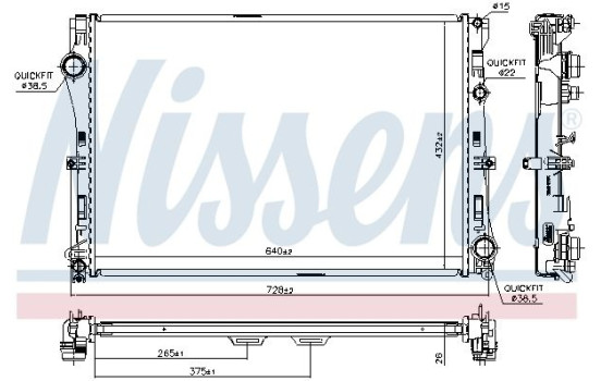 Radiateur, refroidissement du moteur 627033 Nissens
