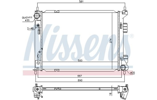 Radiateur, refroidissement du moteur 67604 Nissens