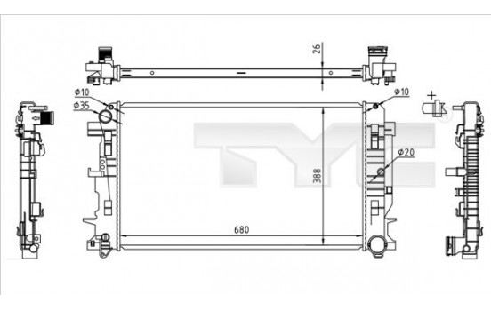 Radiateur, refroidissement du moteur 721-0014 TYC