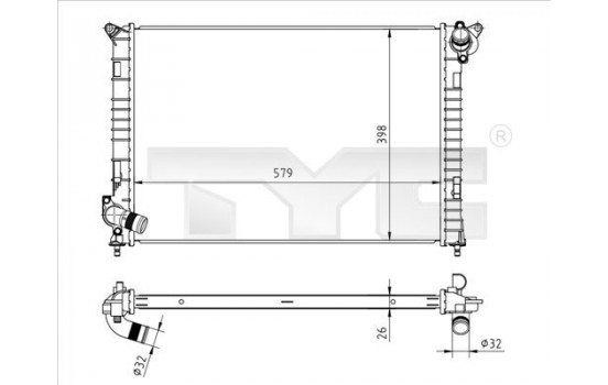 Radiateur, refroidissement du moteur 722-0002 TYC