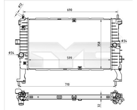 Radiateur, refroidissement du moteur 725-0049 TYC