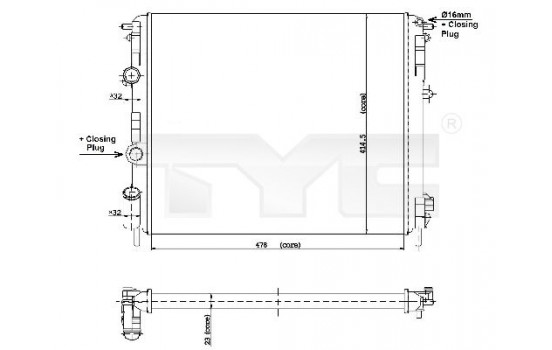 Radiateur, refroidissement du moteur 728-0010 TYC