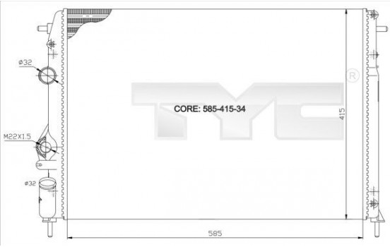 Radiateur, refroidissement du moteur 728-0011 TYC