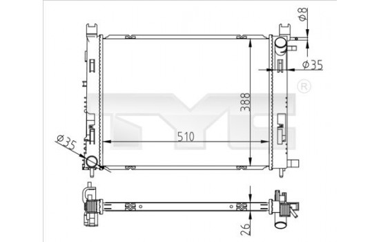 Radiateur, refroidissement du moteur 728-0062 TYC