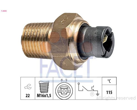 Contact thermique, voyant avertisseur de l'agent réfrigérant Made in Italy - OE Equivalent 7.4000 Facet