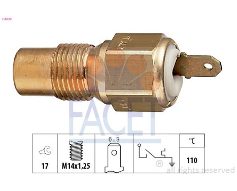 Contact thermique, voyant avertisseur de l'agent réfrigérant Made in Italy - OE Equivalent 7.4030 Facet