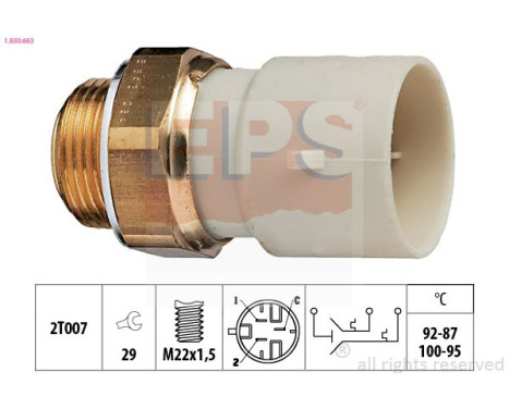 Interrupteur de température, ventilateur de radiateur 1.850.663 EPS Facet