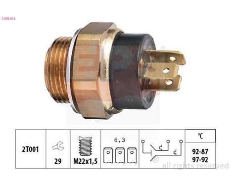 Interrupteur de température, ventilateur de radiateur Made in Italy - OE Equivalent 1.850.612 EPS Facet