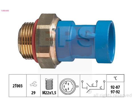 Interrupteur de température, ventilateur de radiateur Made in Italy - OE Equivalent 1.850.643 EPS Facet