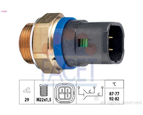 Interrupteur de température, ventilateur de radiateur Made in Italy - OE Equivalent 7.5647 Facet
