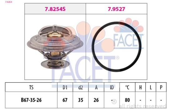 Thermostat, liqiuide de refroidissement Made in Italy - OE Equivalent 7.8254 Facet