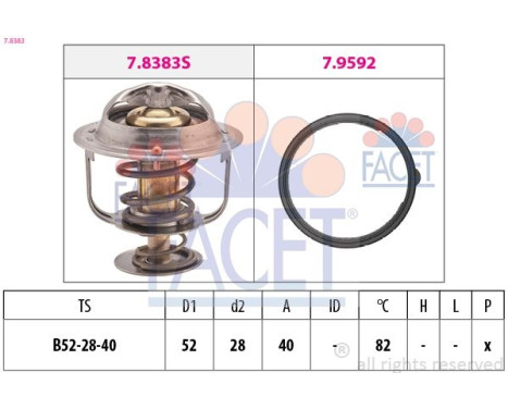 Thermostat, liqiuide de refroidissement Made in Italy - OE Equivalent 7.8383 Facet