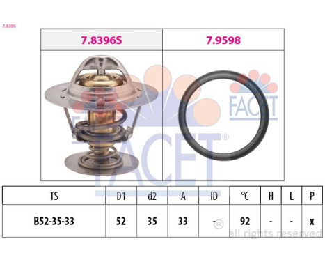 Thermostat, liqiuide de refroidissement Made in Italy - OE Equivalent 7.8396 Facet