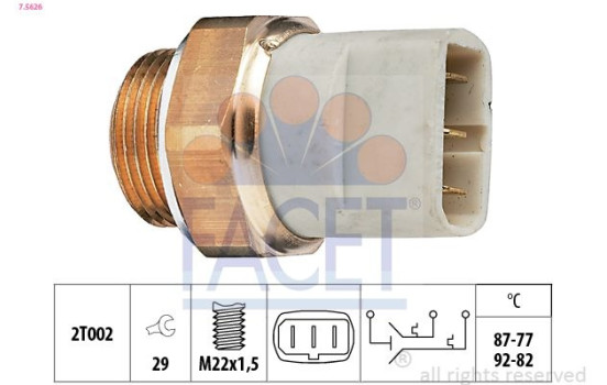 Interrupteur de température, ventilateur de radiateur Made in Italy - OE Equivalent 7.5626 Facet