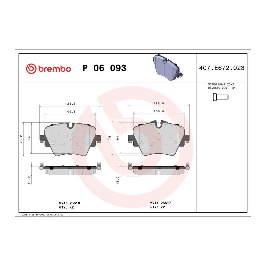 Remblokken set P 49 060 Brembo voor o.a. MAZDA | - Remblokken