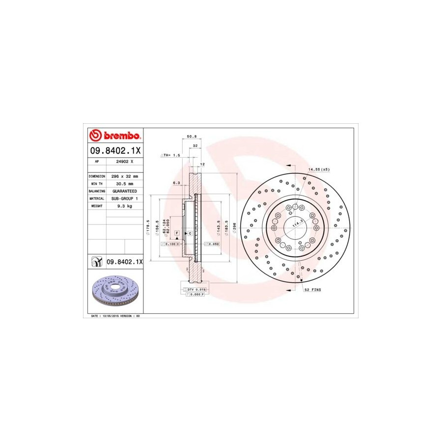 Disques de frein BREMBO 09.9772.1X au meilleur prix
